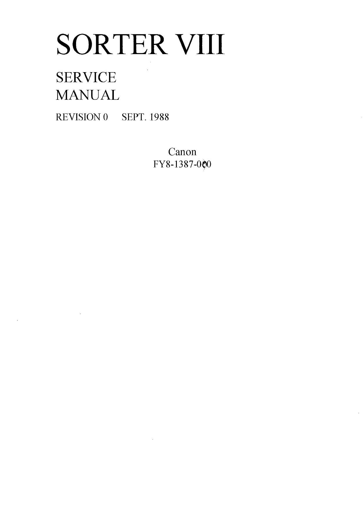 Canon Options Sorter-VIII Parts and Service Manual-1